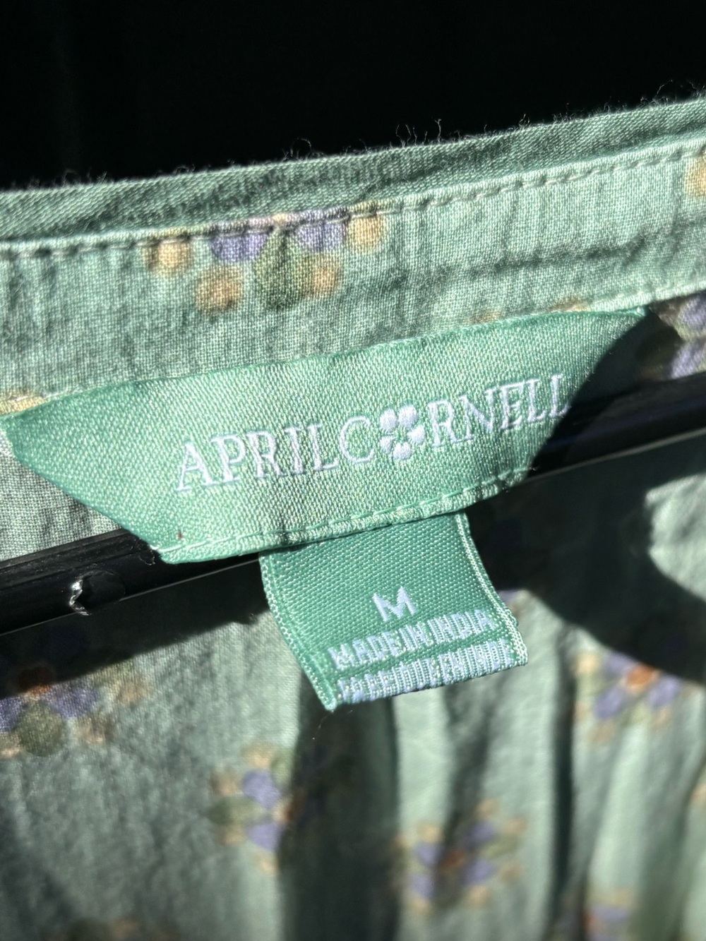 April Cornell Faux Wrap Mint Green Boho Printed Maxi Dress | 100% Cotton - Picture 2 of 8